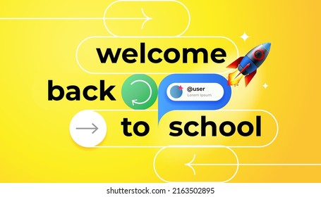 Back to School web banner. Creative or educational process banner, vector illustration