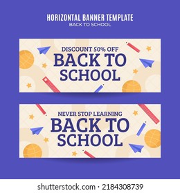 Back to School Web Banner for Social Media Horizontal Poster, banner, space area and background