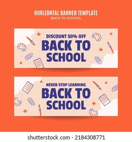 Back to School Web Banner for Social Media Horizontal Poster, banner, space area and background