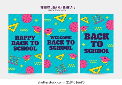 Back to School Web Banner for Social Media Vertical Poster, banner, space area and background