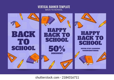 Back to School Web Banner for Social Media Vertical Poster, banner, space area and background