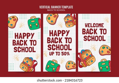 Back to School Web Banner for Social Media Vertical Poster, banner, space area and background
