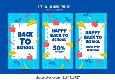 Back to School Web Banner for Social Media Vertical Poster, banner, space area and background