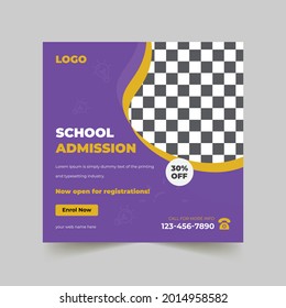 back to school web banner template School ,education admission social media post Design Template