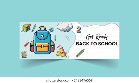 Plantilla de Anuncio de Web de regreso a la escuela, cubierta de la escuela