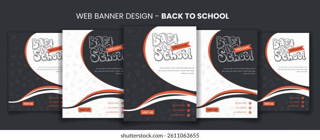 Back to school. Web banner template design for back to school campaign with doodle art. background template for school advertisement design