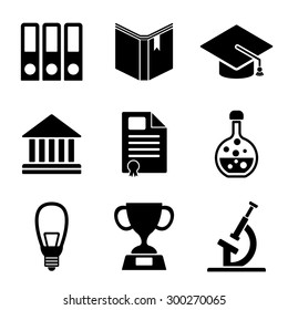 Back to school web and mobile logo icons collection isolated on white back. Vector symbols of education and learning