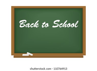 Back to school, Welcome to school with chalk. Green board. Vector.