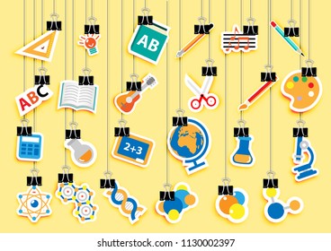 Back to school, Welcome to school with flat icon background vector