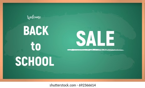 Back to school welcome green chalk board vector illustration 