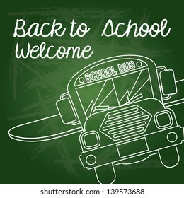 back to school welcome over green vector illustration