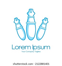 Back to school. Welcome sign with school pen on blue line icon texture Creative design emblem