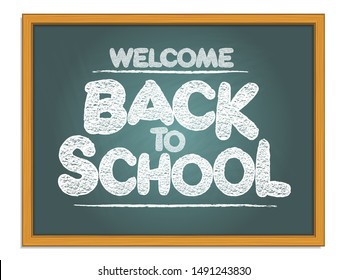 Back to school white chalk lettering on green chalkboard