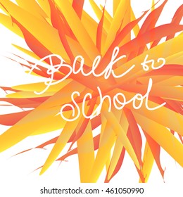 Back to school white lettering on the abstract autumn colors backdrop, made in vector