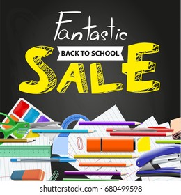 Back to School wholesale ad vector illustration for advertising design