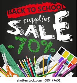 Back to School wholesale ad vector illustration for advertising design
