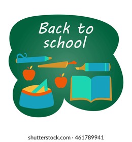 Back to school.  Wise owl with book and graduate cap. Flat design.