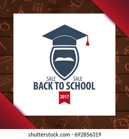 Back to School wooden background. Education banner. Vector illustration