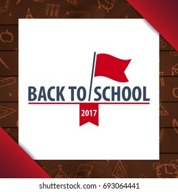 Back to School wooden background. Education banner. Vector illustration