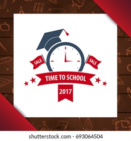 Back to School wooden background. Education banner. Vector illustration