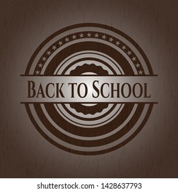 Back to School wooden emblem. Vintage. Vector Illustration.