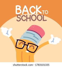 back to school, wooden pencil vector illustration design