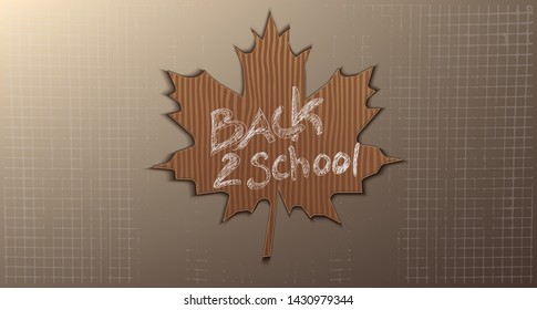 Back to school. Wooden textures. Vector. Maple leaf. Banner or poster. Autumn sales.