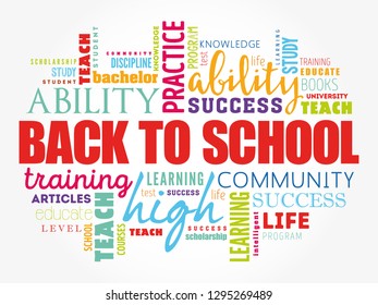 Back to School word cloud collage, education concept background