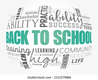 Back to School word cloud collage, education concept background