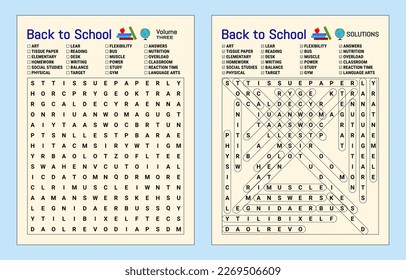 Back to school word search puzzle - volume three