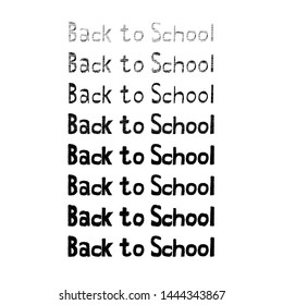 Back to school word set in handwritten scribbled drawn text styles with various thickness and variations vector illustration design text set isolated on a white background