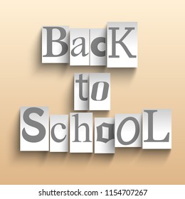 Back To School words composition with shadows and lights on light background vector illustration