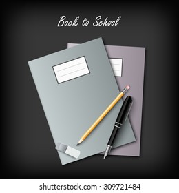 Back to School with workbooks and supplies template