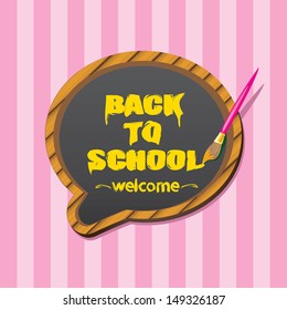Back to school, written on blackboard with chalk, vector illustration.
