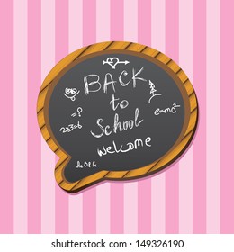 Back to school, written on blackboard with chalk, vector illustration.