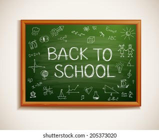 Back to school written on blackboard