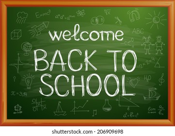 Back to school written on blackboard