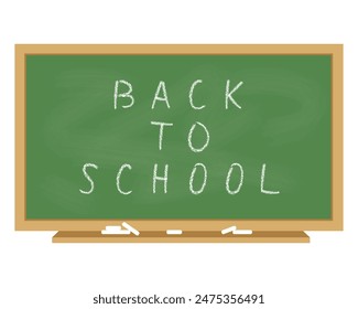 Vuelta a la escuela escrita en una pizarra. Ilustración vectorial.