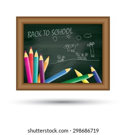 Back to school, written on blackboard, vector illustration