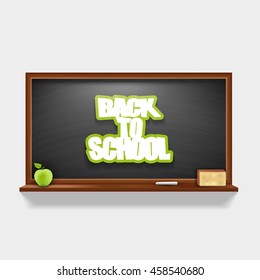 Back to school, written on blackboard, vector illustration.