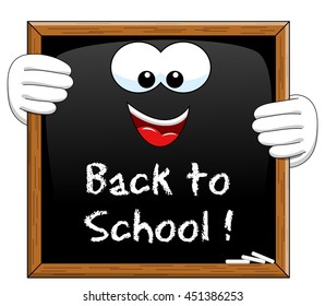 Back to school written on Cartoon Blackboard isolated