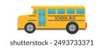 Back to school. Yellow school bus vector Illustration for education and transportation concept. Travel automobile school bus public trip childhood truck for sticker, poster, banner, template.