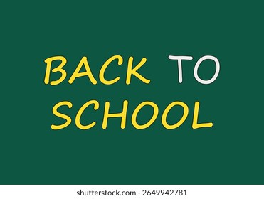 De volta à escola amarelo e branco em um fundo verde escuro