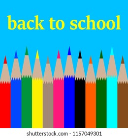 back to school,card with multi-colored pencils