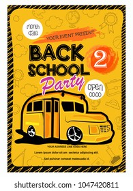 Back to school,Concept of education. School background with hand drawn school supplies and comic speech bubble with Back to School lettering.