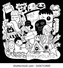 back to school,for design element and coloring book page for kids.