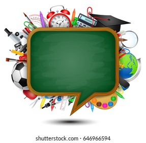 back to school.with Blackboard shaped as speech bubble.vector illustration.
