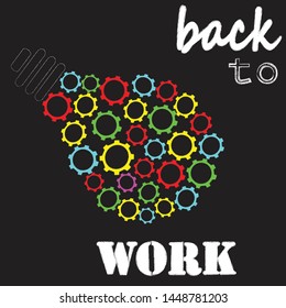 Back to school.Working scene with bulb and mechanism.Good idea.Success.