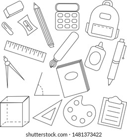 Back To Scool Clipart Set Icon Line