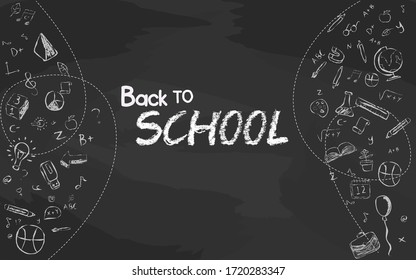 Back To Scool Hand Drawn In Black Background